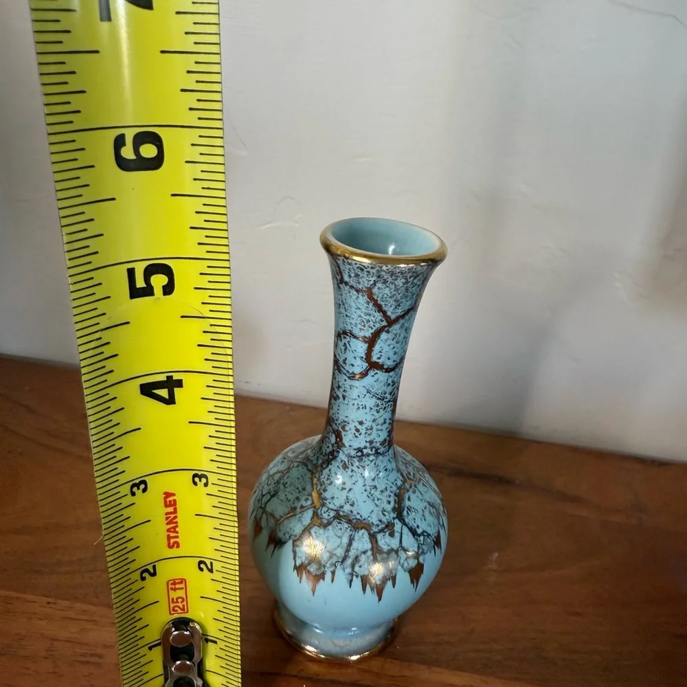 Vintage Made‎ in German Blue & Gold small Vase 5.5”H